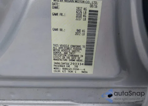 2016 Nissan Altima 2.5 S from USA, damaged, VIN 1N4AL3AP1GC293334